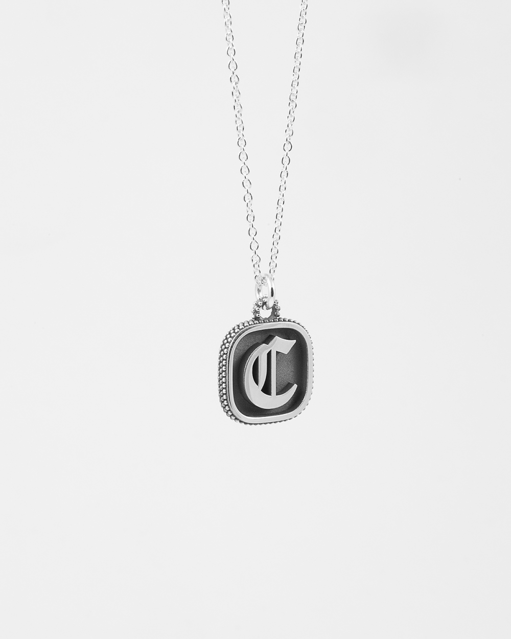 LETTER DOTTED SQUARE PENDANT