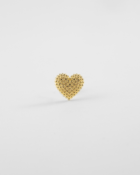 DOTTED HEART SINGLE LOBE EARRING / POLISHED YELLOW GOLD
