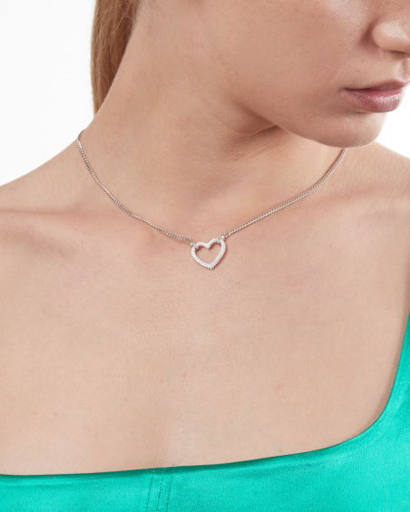 Liuxn Set Di 4 Collane Girocollo Con Ciondolo Cuore: Nero, Bianco, Rosa, Viola