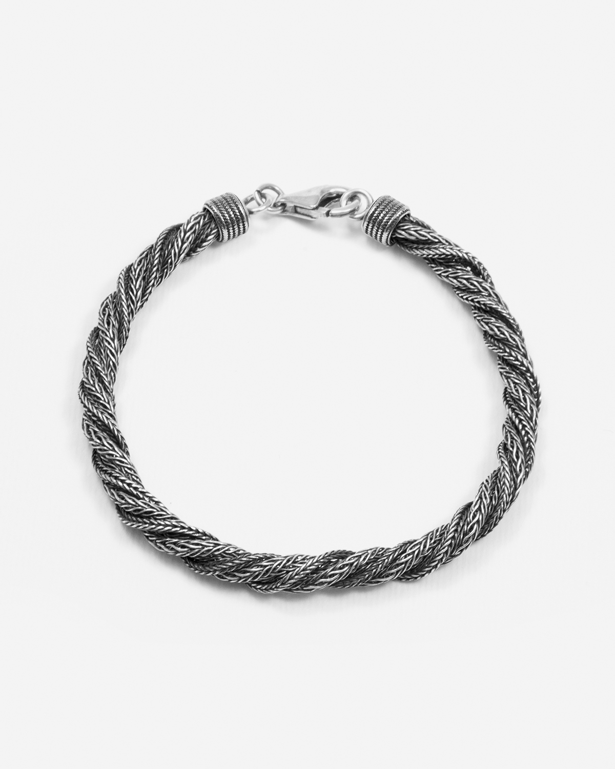Zegna Sterling Silver & Bi-color Leather Braided Bracelet for Men | Lyst