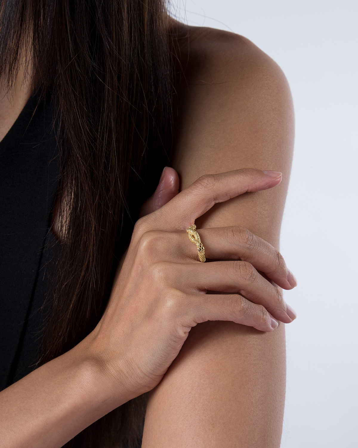 ANILLO DE SERPIENTE CON OJOS DE CIRCONITA ROJA ORO AMARILLO