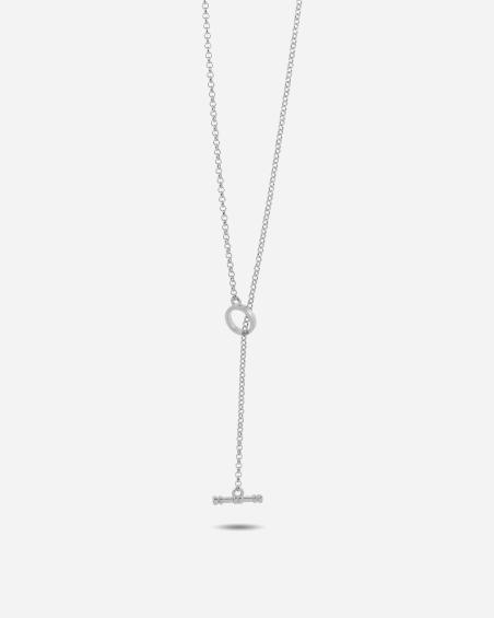 SILVER ROLO 300 WITH T-BAR NECKLACE - 70