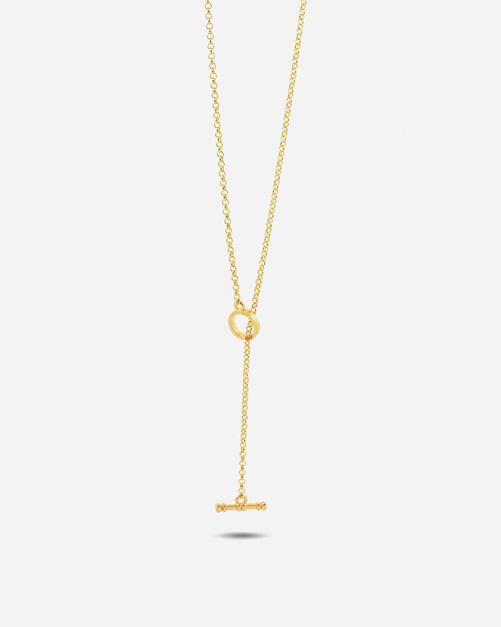 YELLOW GOLD ROLO 300 WITH T-BAR NECKLACE - 70