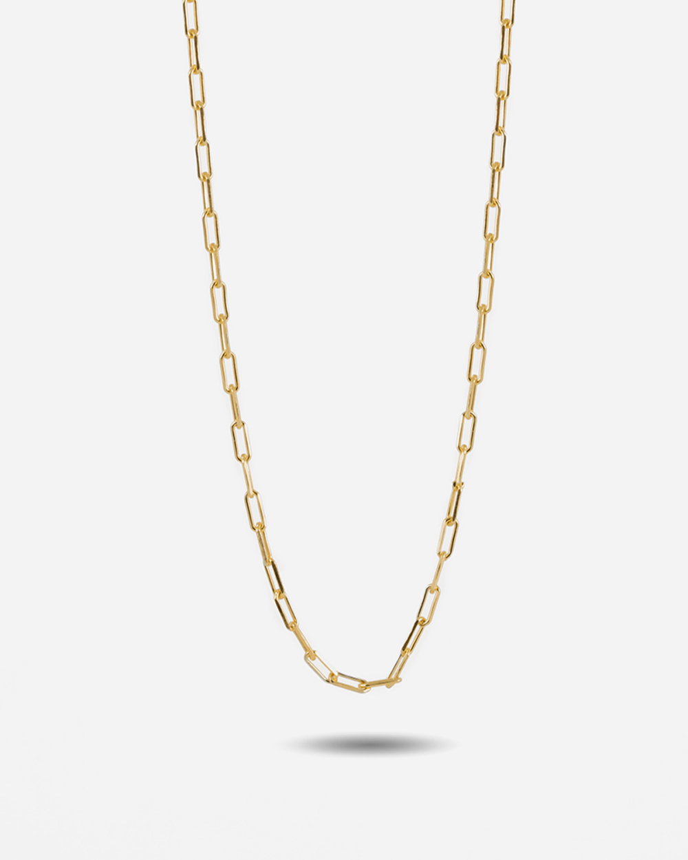 RECTANGULAR CHAIN NECKLACE / POLISHED YELLOW GOLD