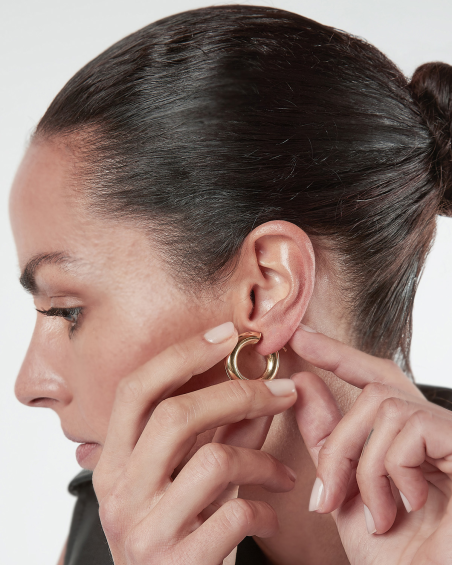 Day.berlin Orecchini A Cerchio Donna 25mm – Placcati Oro 18k In Acciaio Inox 316L, Senza Nichel E Impermeabili