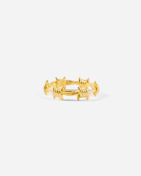 BARBED WIRE BAND RING / POLISHED YELLOW GOLD