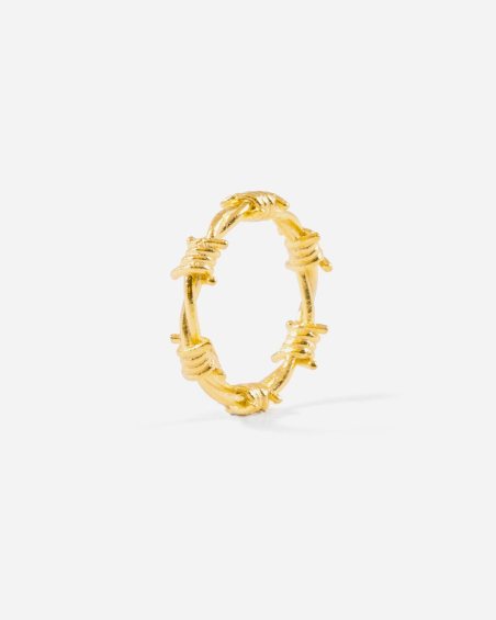 BARBED WIRE BAND RING / POLISHED YELLOW GOLD