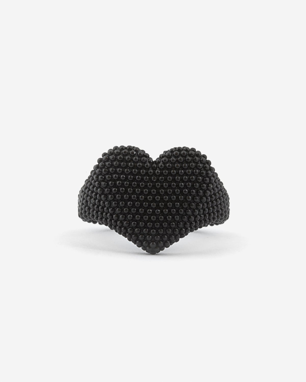 TOTAL BLACK DOTTED HEART SIGNET RING