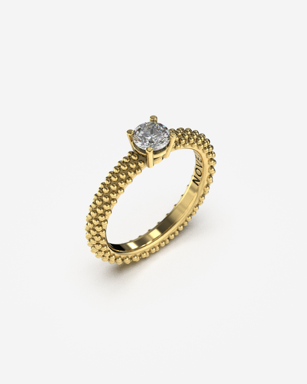 GOLD DOTTED SOLITAIRE ENGAGEMENT RING
