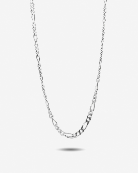 SILVER 3+1 CURB CHAIN NECKLACE