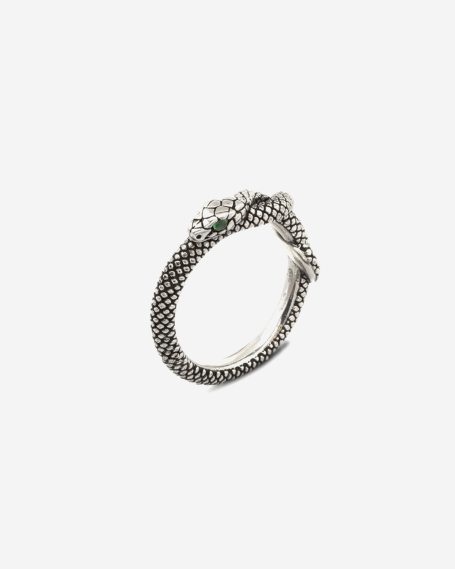 SNAKE FINE RING WITH GREEN...