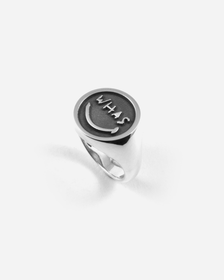 WHAS ROUND SIGNET RING WITH NEGATIVE ENGRAVING