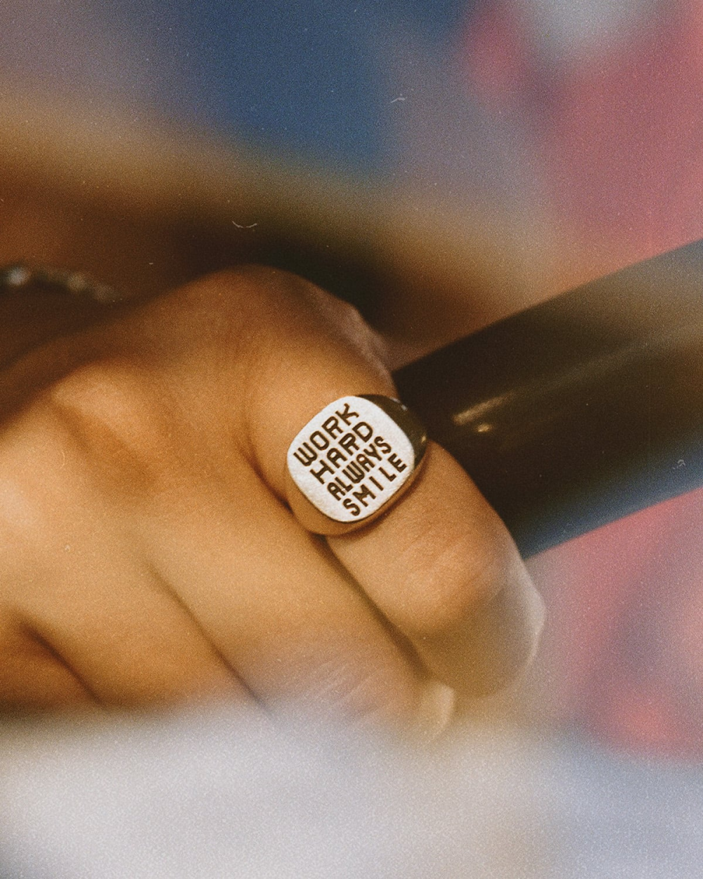 WHAS SQUARE SIGNET RING WITH ENGRAVING
