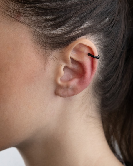 EAR CUFF BLACK HANGER CON BRILLANTI NERI