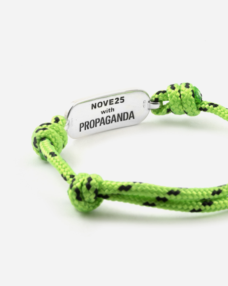 PROPAGANDA W/ NOVE25 GREEN ROPE WITH STERLING SILVER PLATE BRACELET