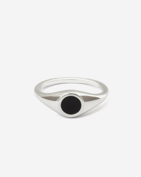 Round Black Zircon Pinky Ring | Boutique Ottoman Exclusive