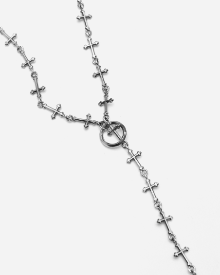 Unwavering Faith Cross - Hematite Rosary Necklace | Karma and Luck