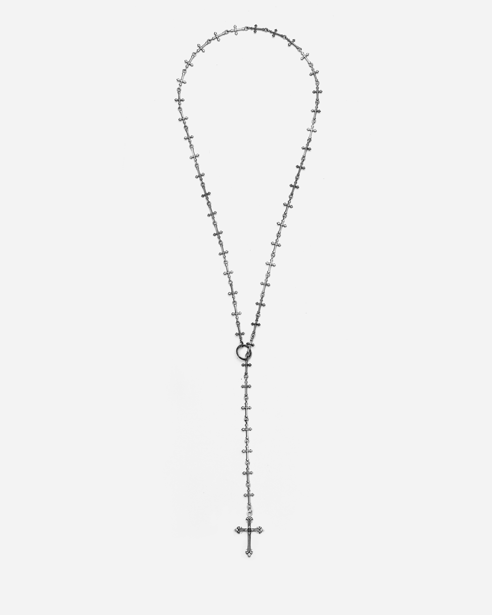 CROSSED ROSARY NECKLACE