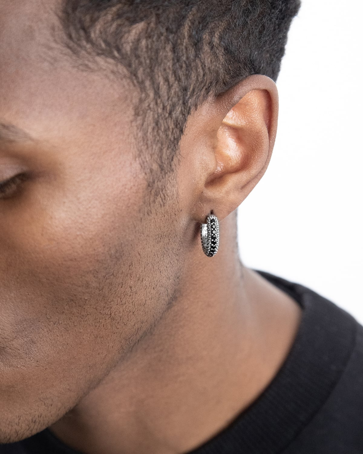 Men's Earrings Black Stainless Steel Stud Earrings Punk - Temu