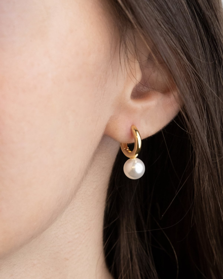BOUCLE D'OREILLE BIG PEARL OYSTER GOLD