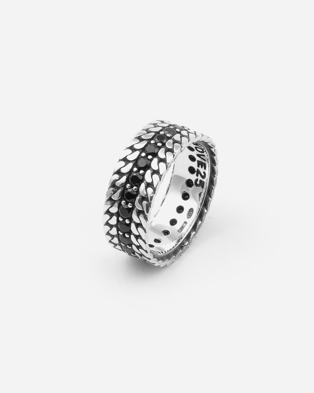PARALLEL DOUBLE CHAIN BAND RING WITH...