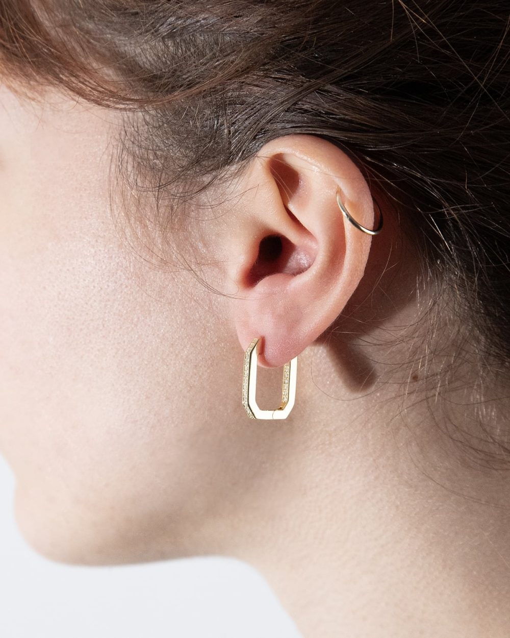 GOLD PLATED OCTAGON EARRING WITH...
