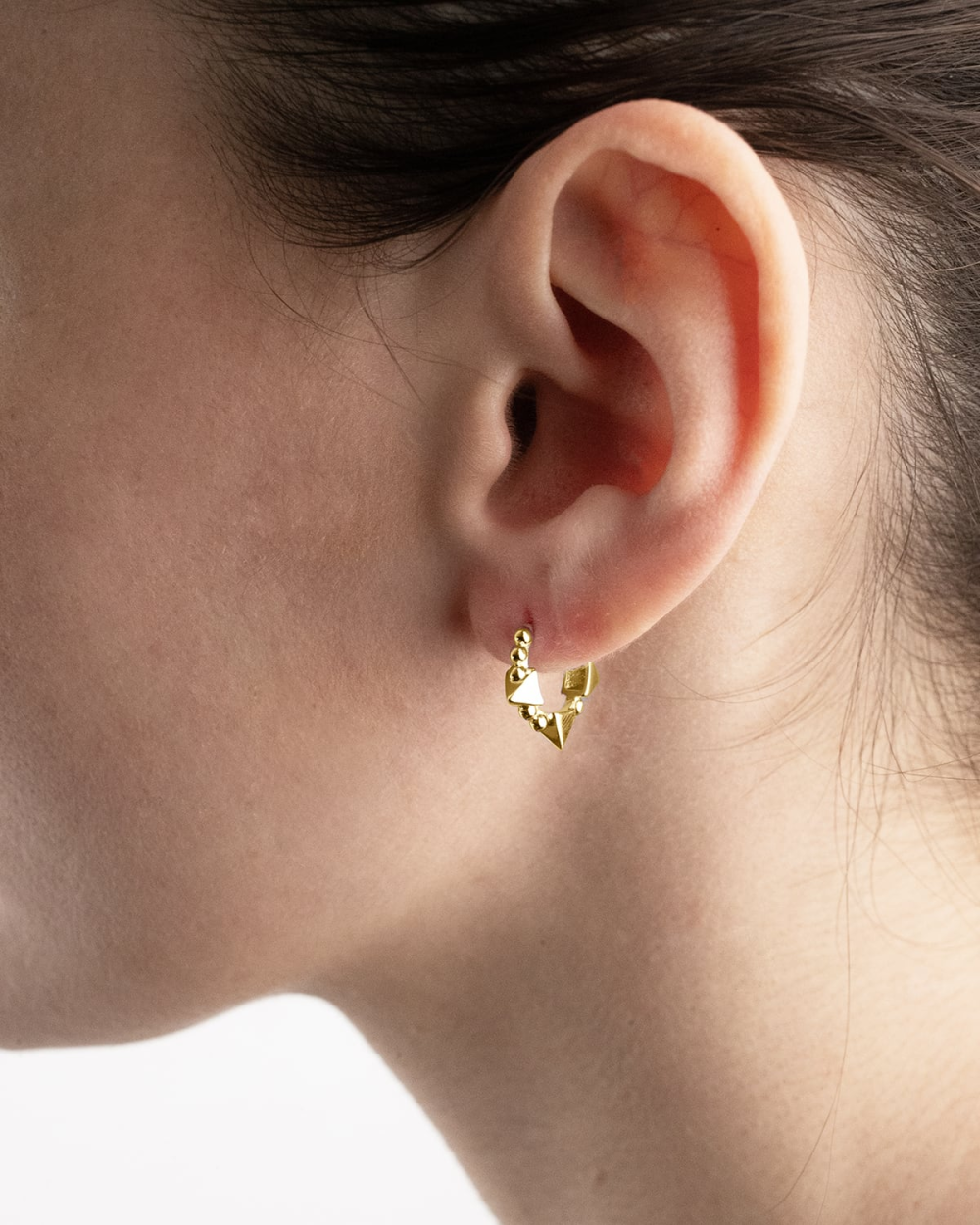 GOLD PLATED DECORATED HOOP EARRING...