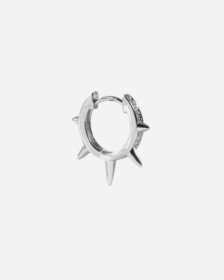 SILVER BRILLIANTS HOOP EARRING WITH 5 THORNS