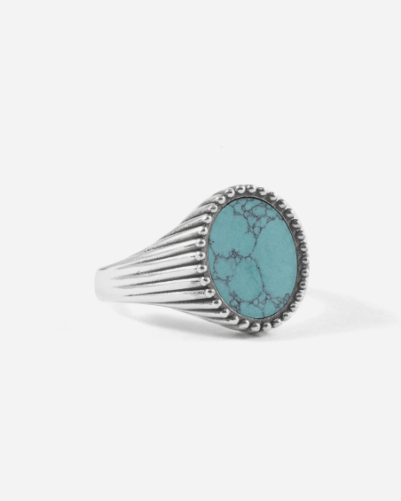 BAGUE CHEVALIÈRE OVALE ORIGIN EN ARGENT AVEC PIERRE TURQUOISE