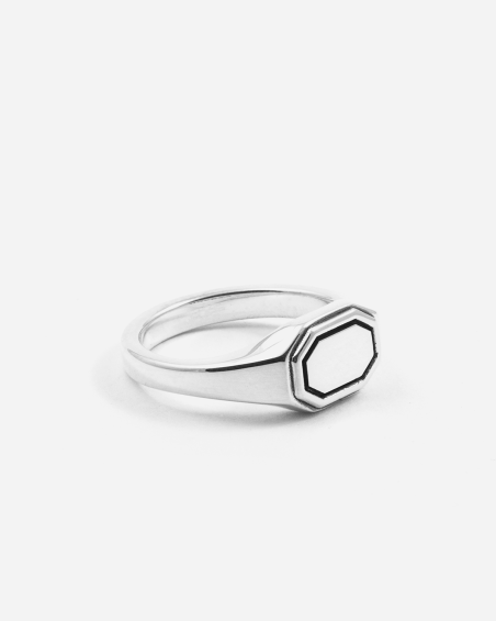 BAGUE CHEVALIÈRE OCTAGON HORIZONTALE BALANCE EN ARGENT