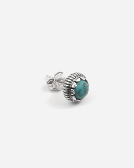 BOUCLE D'OREILLE LOBE ETNOBUD EN ARGENT AVEC PIERRE TURQUOISE