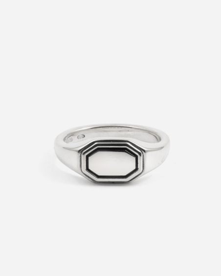 ANILLO CHEVALIER OCTAGÓN HORIZONTAL BALANCE DE PLATA