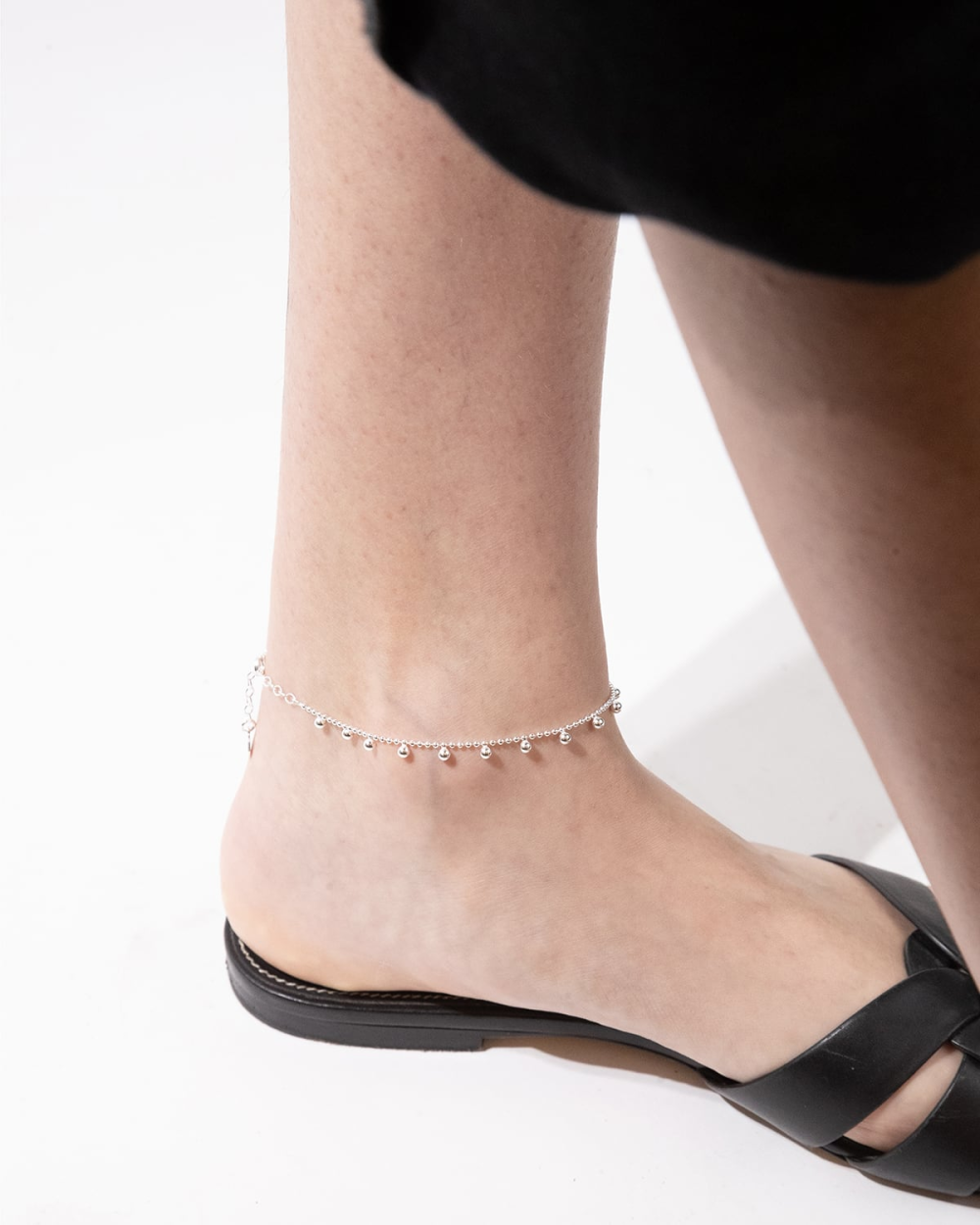 SILVER SPHERES AND BUBBLES ANKLET
