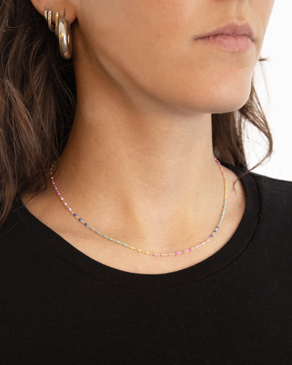 COLLIER ÉMAIL MULTICOLOR EN ARGENT