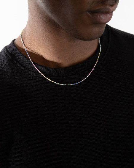 COLLANA SMALTO MULTICOLOR IN ARGENTO