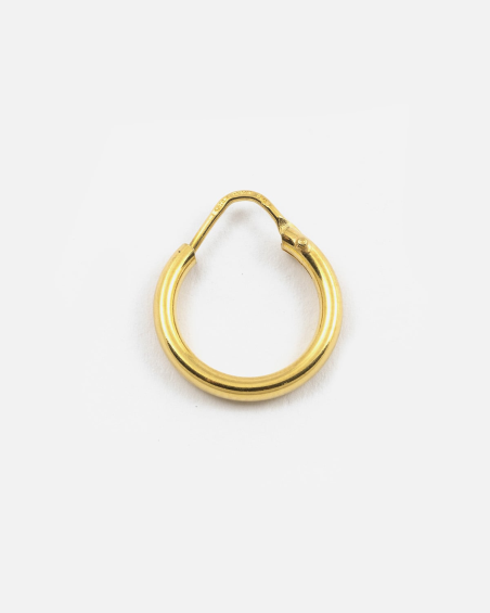 ROUND TUBE 2.5 CLOSING PIN SINGLE HOOP EARRING / POLISHED YELLOW GOLD