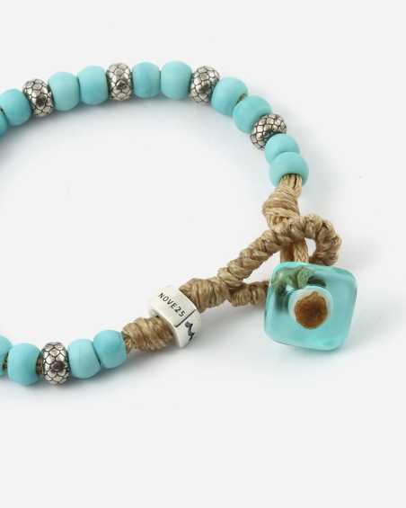 AUA WITH NOVE25 OASI SILVER BRACELET WITH TURQUOISE STONES