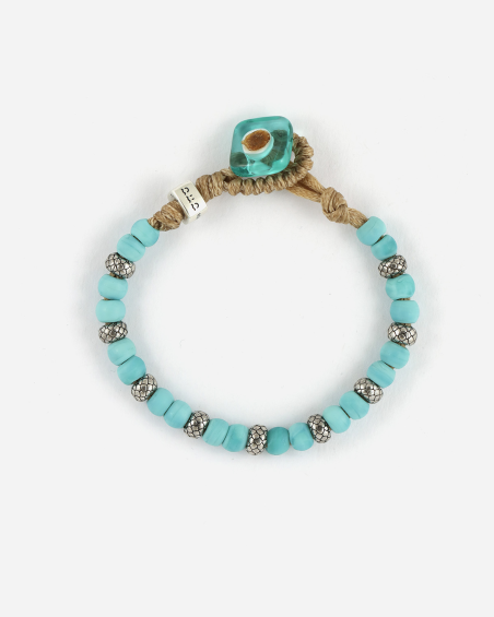 AUA WITH NOVE25 OASI SILVER BRACELET WITH TURQUOISE STONES