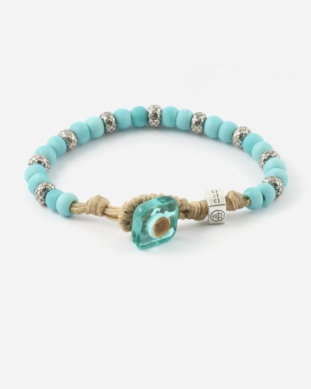 AUA WITH NOVE25 OASI SILVER BRACELET WITH TURQUOISE STONES