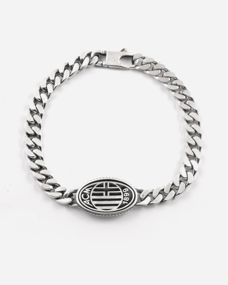 BRACCIALE GRUMETTA CON LOGO AC MILAN IN ARGENTO