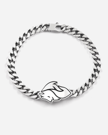 BRACELET GOURMETTE AVEC DIABLE AC MILAN EN ARGENT