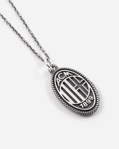 PENDENTIF À PICOTS AVEC LOGO ET DIABLE AC MILAN EN ARGENT