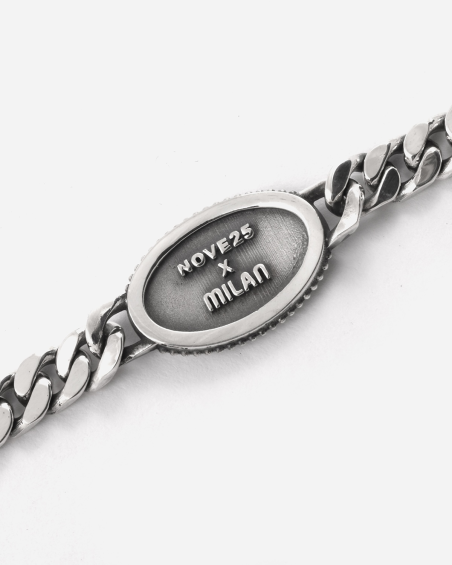 BRACELET GOURMETTE AVEC LOGO AC MILAN EN ARGENT