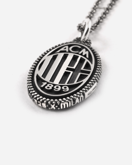 AC MILAN CREST AND DEVIL SILVER DOTTED PENDANT