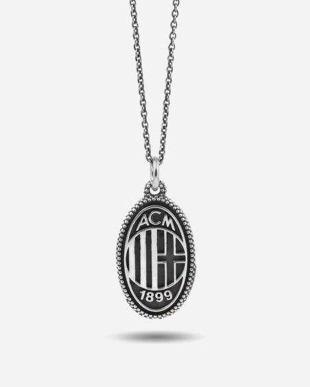 PENDENTIF À PICOTS AVEC LOGO ET DIABLE AC MILAN EN ARGENT