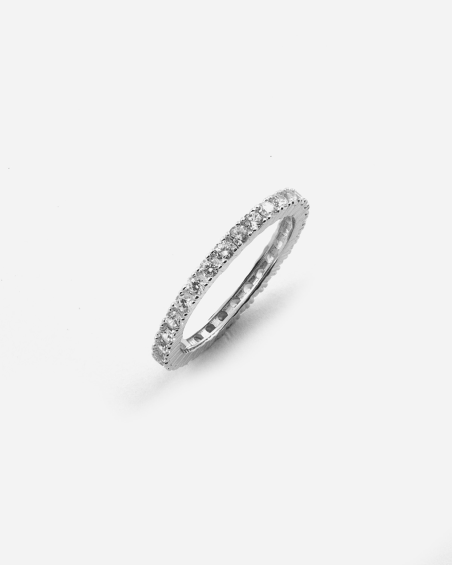 BAGUE ALLIANCE ETERNITY 2 MM EN ARGENT AVEC BRILLANTS