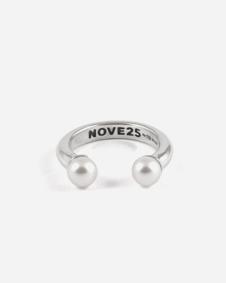 BAGUE PIERCING TWIN PEARLS EN ARGENT AVEC PERLES