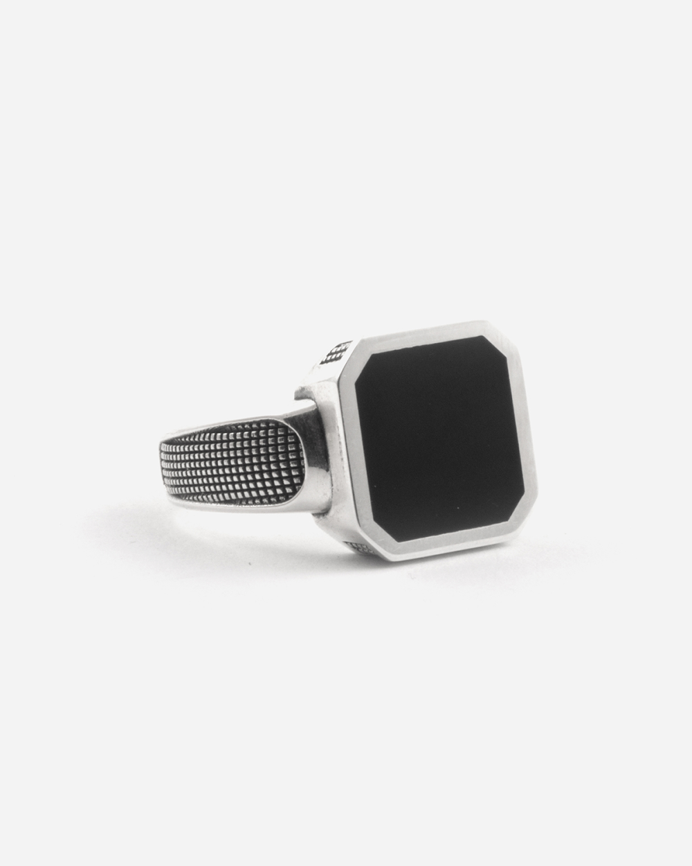 PARTICLE SQUARE SIGNET RING WITH...