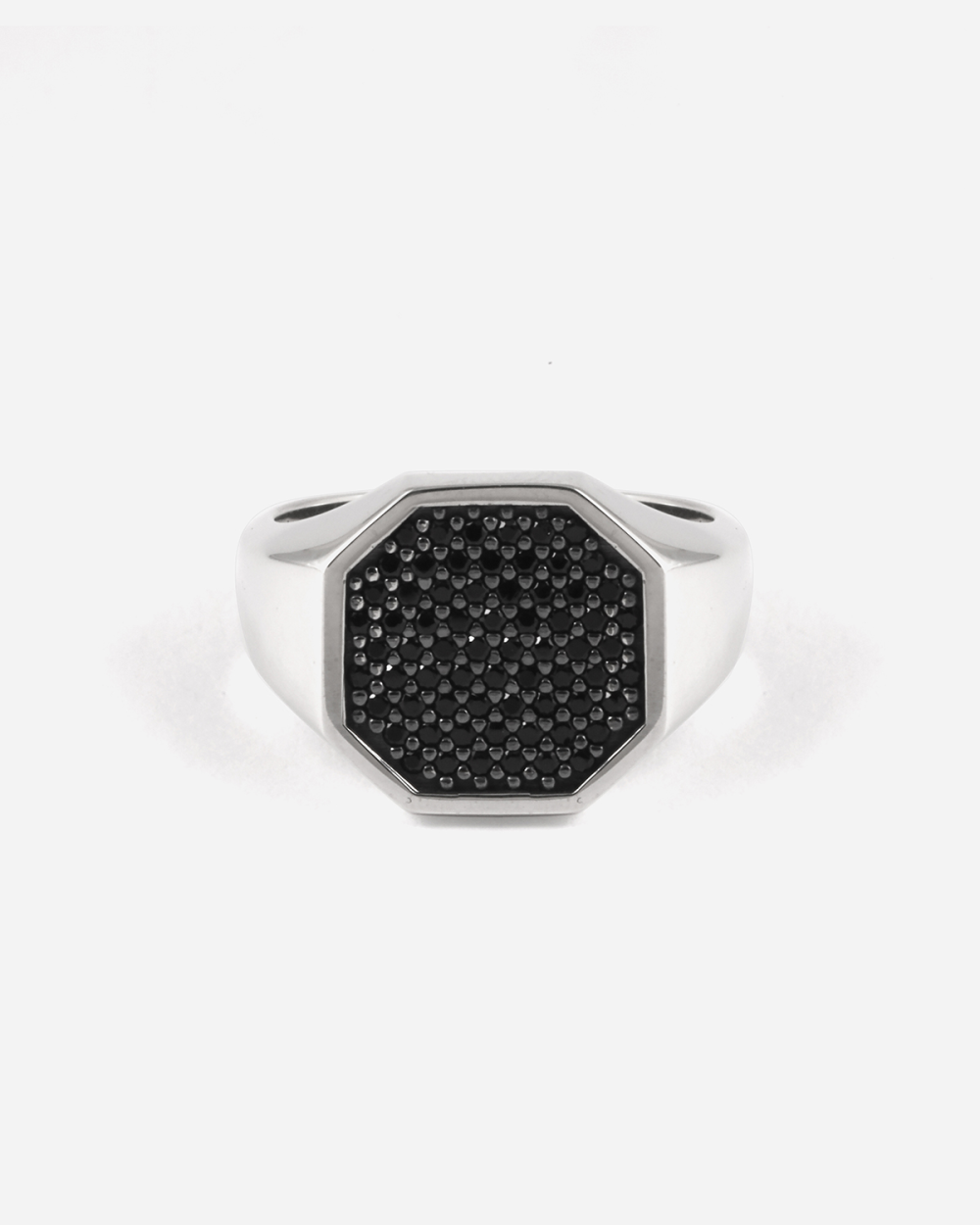 OCTAGONAL SIGNET RING WITH BLACK...