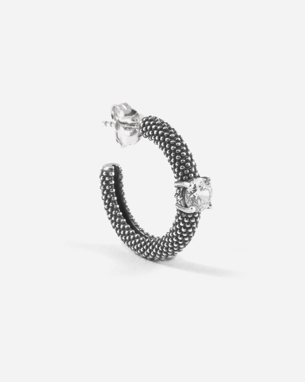 SOLITAIRE DOTTED HOOP EARRING WITH...